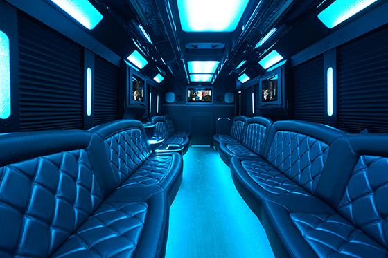 Spacious, bus with several TVs